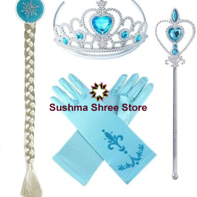 Princes Elsa Accessories With Gloves,western costume For School Annual function/Theme Party/Competition/Stage Shows/Birthday Party Dress