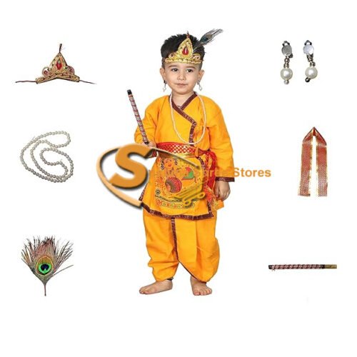 Krishna in Cotton Fancy Dress for Kids