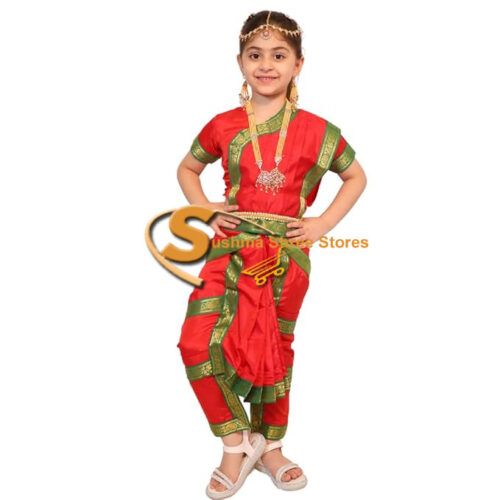 Bharatnatyam Dress for Kids with Jewellery Set
