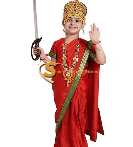 DURGA MATA / LAXMI Fancy dress(red saree with green border)
