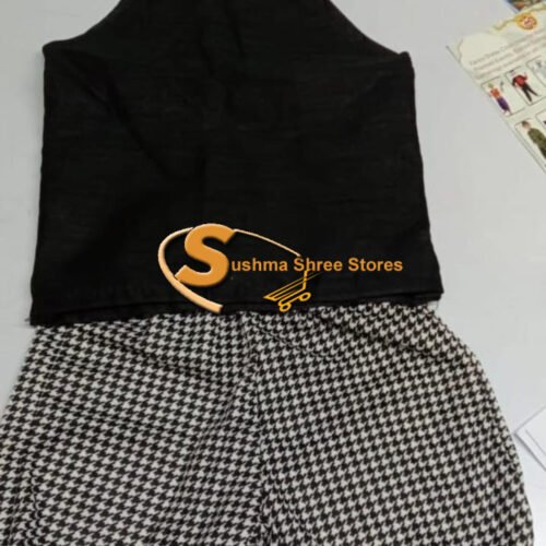 Ribbed Sleeveless High Neck Top With Check Shorts