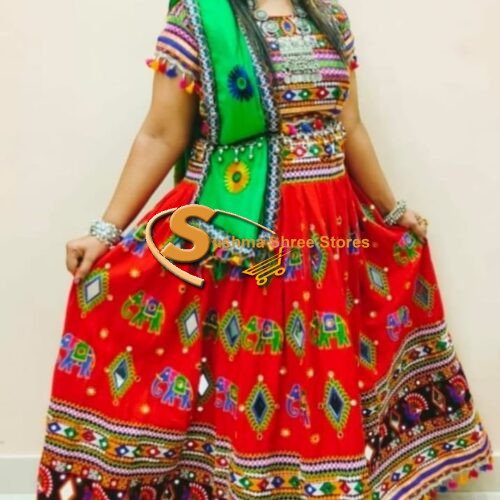 Gujarati Red Garba Dress for Women