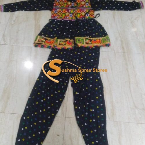 Black Bandhej Gujrat Dress for boys