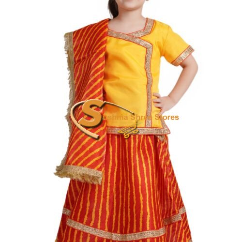 Girls Traditional Lahariya Lehenga Choli for Cultural Events