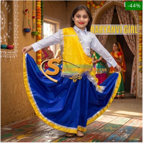 Haryanvi Girl Traditional Fancy Dress Costume for Kids