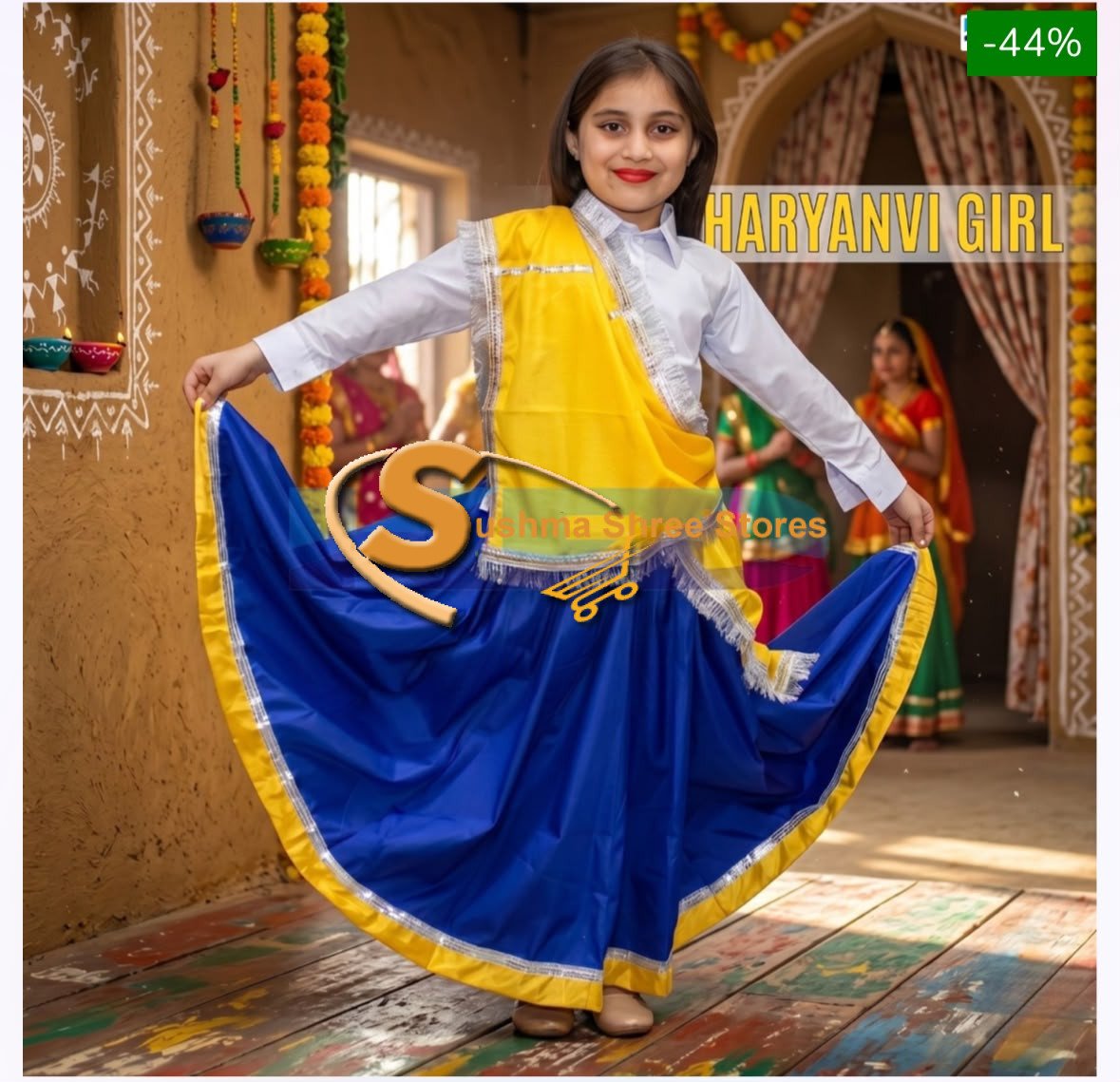 Haryanvi Girl Traditional Fancy Dress Costume for Kids