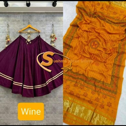Semi Gaji silk Bandhani khadi Print Dupatta