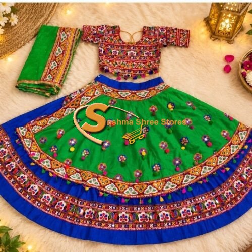 Green and blue with heavy blouse Chaniya Choli
