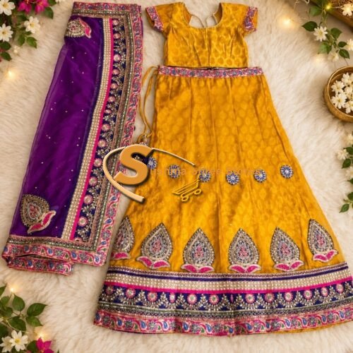 Radha Dress Yellow & Purple