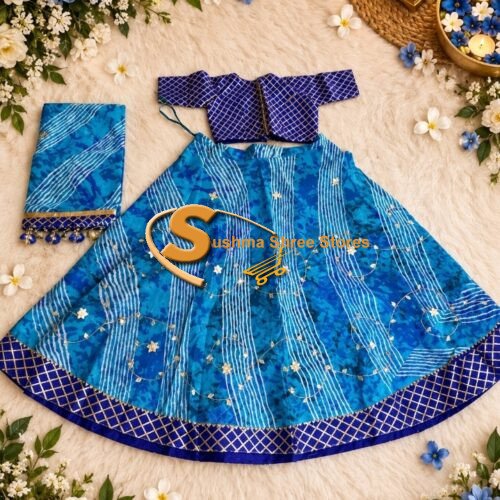 Blue Kota Lehariya Ghaghara
