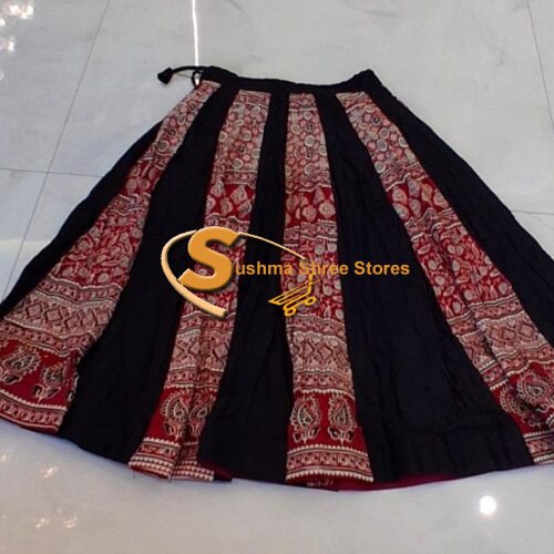 Ajrak lehenga with extra gher pure Cotton
