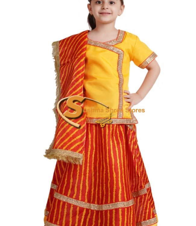 Girls Traditional Lahariya Lehenga Choli for Cultural Events