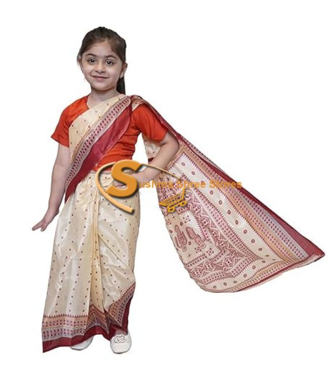 Kids Traditional Assam Bihu Saree Costume